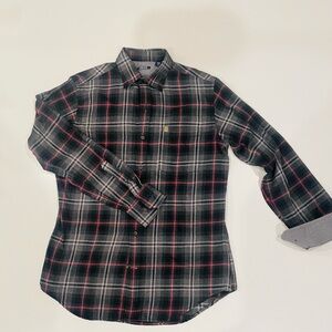Izod Black and Red Plaid Casual Shirt